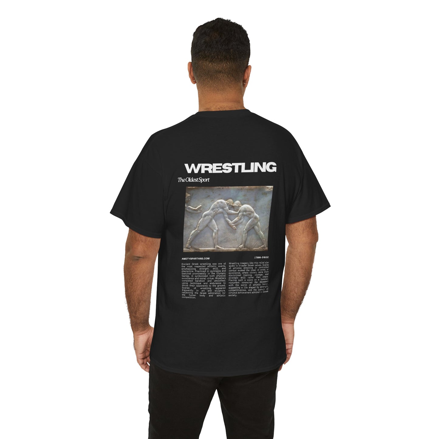 Wrestling Vintage Art Tee — 'WRESTLING' Back Print with Classic Match Illustration