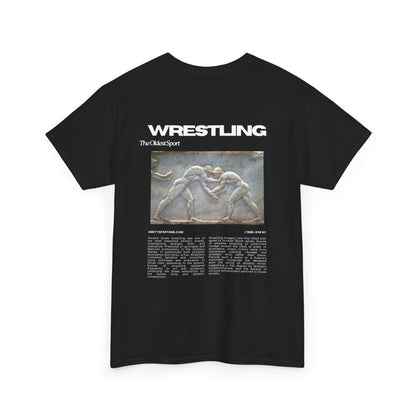 Wrestling Vintage Art Tee — 'WRESTLING' Back Print with Classic Match Illustration