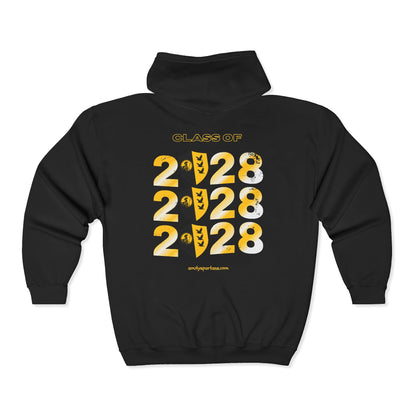 Class of 2028 Zip Hoodie — Graduation 2028 Senior Full-Zip Sweatshirt