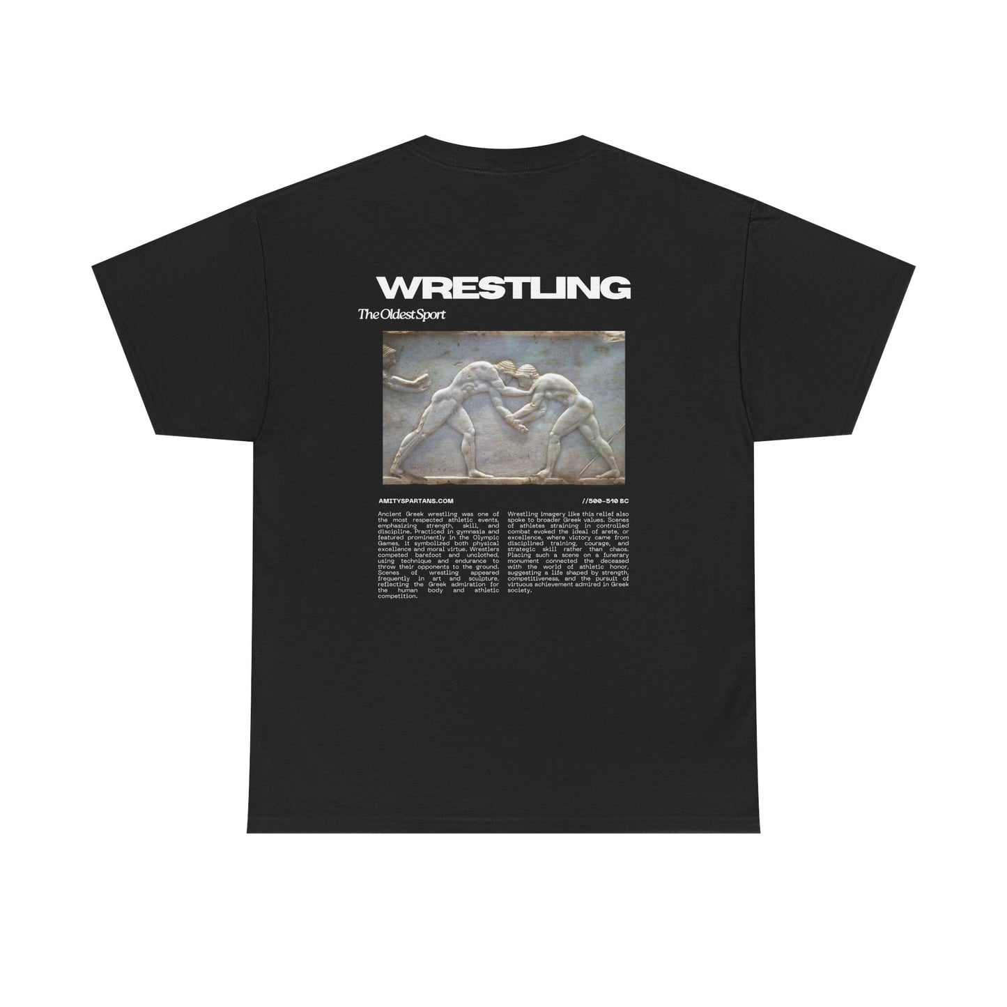Wrestling Vintage Art Tee — 'WRESTLING' Back Print with Classic Match Illustration