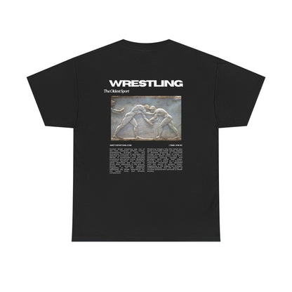 Wrestling Vintage Art Tee — 'WRESTLING' Back Print with Classic Match Illustration