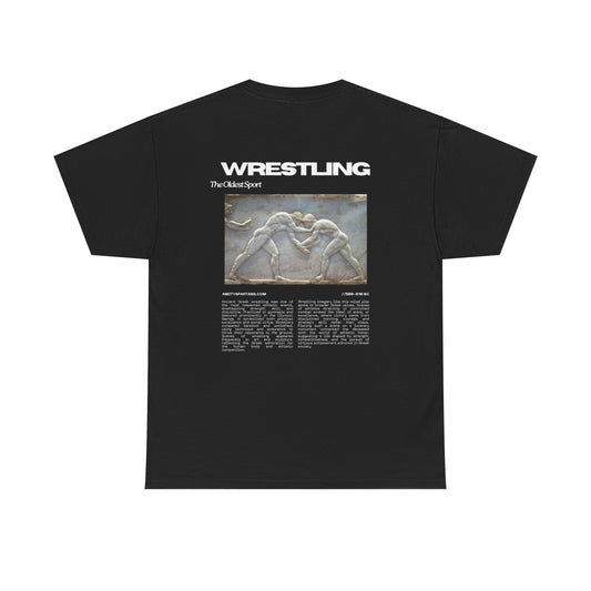 Wrestling Vintage Art Tee — 'WRESTLING' Back Print with Classic Match Illustration